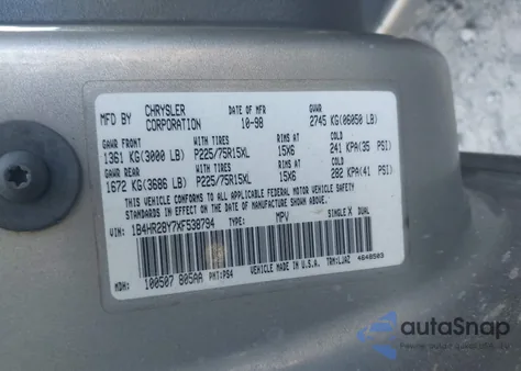 1999 Dodge Durango из США, поврежденный, VIN 1B4HR28Y7XF538794